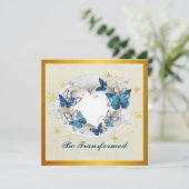 Invitation Être transformé Cité Coeur et Papillons Bleus (Debout devant)