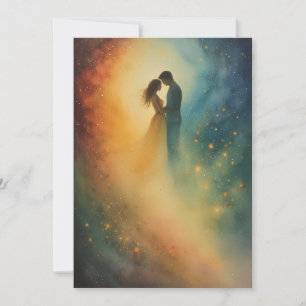 Invitation Étreinte céleste Art aquarelle, Couple