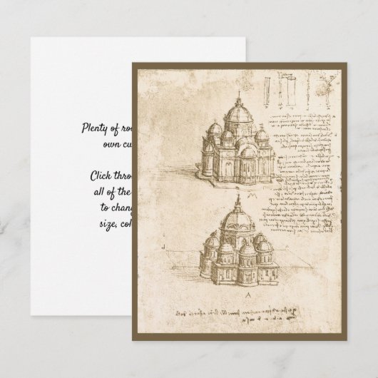 Invitation Étude de cathédrale architecturale de Léonard de V (Devant / Derrière)