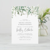 Invitation Eualyptus feuille verte mariage (Debout devant)