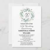 Invitation Eucalyptus 50e anniversaire Mariage Photo Gold (Devant)