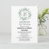 Invitation Eucalyptus 50e anniversaire Mariage Photo Gold (Debout devant)