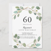 Invitation Eucalyptus 60e fête d'anniversaire (Devant)