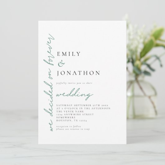 Invitation Eucalyptus a décidé sur Forever QR Code Mariage (Debout devant)