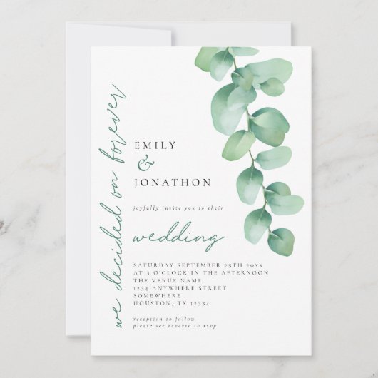Invitation Eucalyptus a décidé sur Forever QR Code Mariage (Devant)