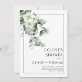 Invitation Eucalyptus à fleurs blanches douche couple (Devant)