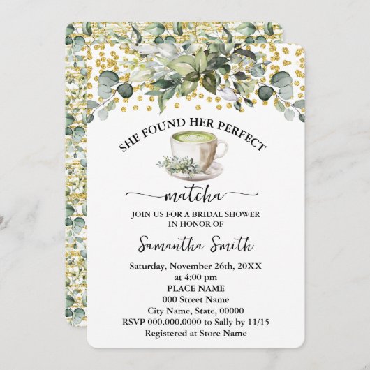 Invitation Eucalyptus A Trouvé Sa Fête des mariées Parfaite D (Devant / Derrière)