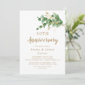 Invitation Eucalyptus à Veines Dorées 50e Anniversaire de Mar (Debout devant)