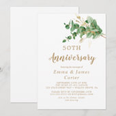 Invitation Eucalyptus à Veines Dorées 50e Anniversaire de Mar (Devant / Derrière)