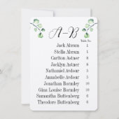 Invitation Eucalyptus Alphabetical 10 Guest Table Chart Cards (Dos)