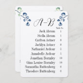 Invitation Eucalyptus Alphabetical 10 Guest Table Chart Cards (Devant / Derrière)