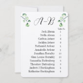 Invitation Eucalyptus Alphabetical 12 Guest Table Chart Cards (Devant)