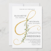 Invitation Eucalyptus Ampersand moderne simple Mariage photo (Devant)