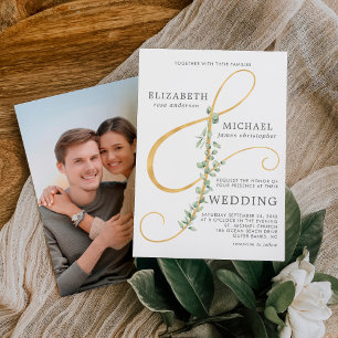 Invitation Eucalyptus Ampersand moderne simple Mariage photo