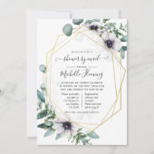 Invitation Eucalyptus Anemone Baby shower géométrique par cou (Devant)