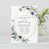 Invitation Eucalyptus Anemone Baby shower géométrique par cou (Debout devant)