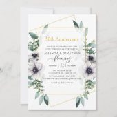 Invitation Eucalyptus Anémone Géométrique 50e Anniversaire (Devant)