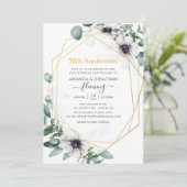 Invitation Eucalyptus Anémone géométrique 50e anniversaire (Debout devant)