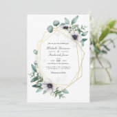 Invitation Eucalyptus Anémone Géométrique QR Code RSVP Mariag (Debout devant)