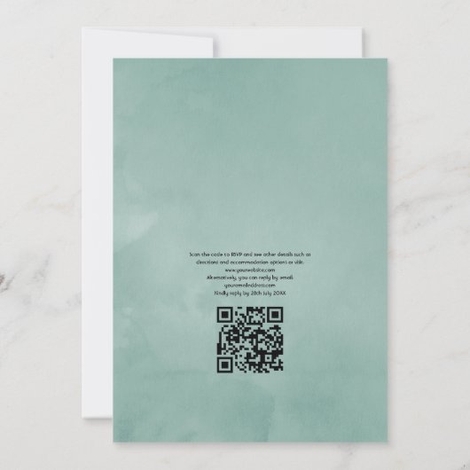 Invitation Eucalyptus Anémone Géométrique QR Code RSVP Mariag (Dos)