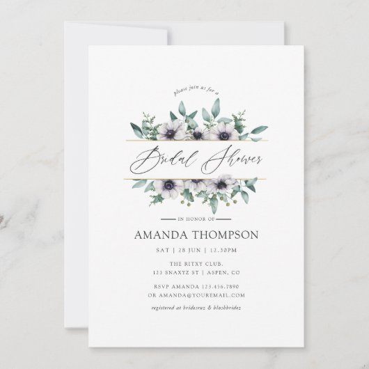 Invitation Eucalyptus Anémonique Fête des mariées géométrique (Devant)