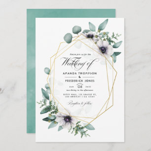 Invitation Eucalyptus Anémonique photo Mariage géométrique