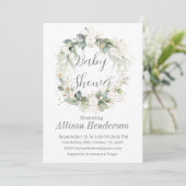Invitation Eucalyptus Aquarelle Baby shower de couronne (Debout devant)