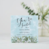 Invitation Eucalyptus Aquarelle Couples Douche (Debout devant)