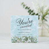 Invitation Eucalyptus Aquarelle Couples Douche (Debout devant)