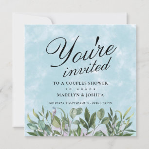 Invitation Eucalyptus Aquarelle Couples Douche