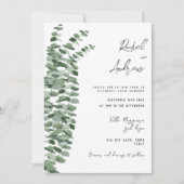 Invitation Eucalyptus aquarelle Détails de mariage élégant (Devant)