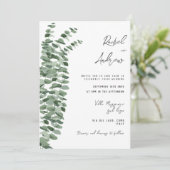 Invitation Eucalyptus aquarelle Détails de mariage élégant (Debout devant)