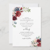 Invitation Eucalyptus Aquarelle Dusty Bleu Mariage botanique (Devant)