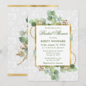 Invitation Eucalyptus aquarelle et Fête des mariées verte (Devant / Derrière)