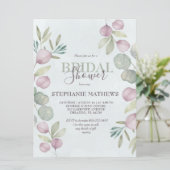 Invitation Eucalyptus Aquarelle Fête des mariées bleu foncé (Debout devant)