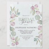 Invitation Eucalyptus Aquarelle Fête des mariées bleu foncé (Devant)