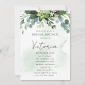 Invitation Eucalyptus Aquarelle Fête des mariées chic (Devant)
