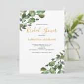 Invitation Eucalyptus Aquarelle Fête des mariées verte (Debout devant)