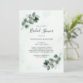 Invitation Eucalyptus Aquarelle Feuille Fête des mariées (Debout devant)