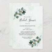 Invitation Eucalyptus Aquarelle Feuille Fête des mariées (Devant / Derrière)