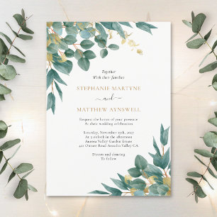 Invitation Eucalyptus Aquarelle Feuille or Mariage