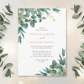 Invitation Eucalyptus Aquarelle Feuille or Mariage