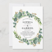 Invitation Eucalyptus Aquarelle Flore Cercle Cadre (Devant)