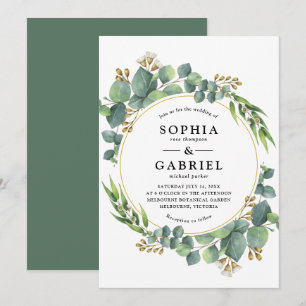 Invitation Eucalyptus Aquarelle Flore Cercle Cadre