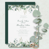 Invitation Eucalyptus Aquarelle Minimale Émeraude Sage Vert É