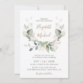 Invitation Eucalyptus Aquarelle Photo QR Code Mariage (Devant)