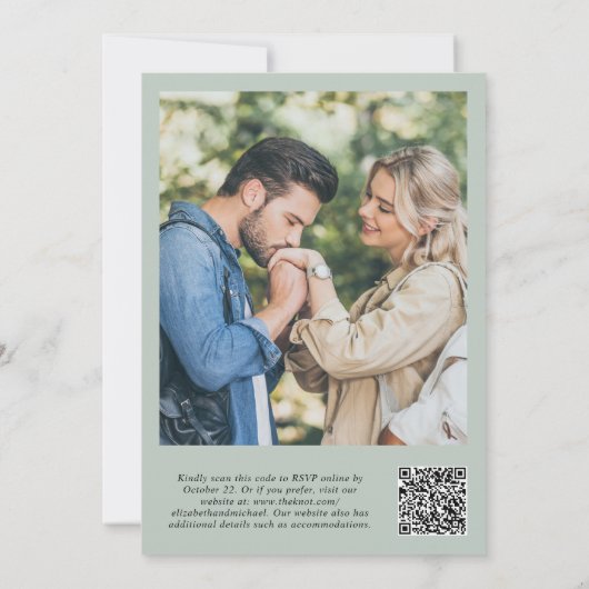 Invitation Eucalyptus Aquarelle Photo QR Code Mariage (Dos)