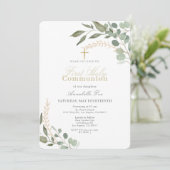 Invitation Eucalyptus Aquarelle Première Communion Sainte (Debout devant)