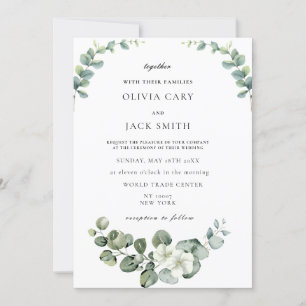 Invitation Eucalyptus aquarelle Rustic Greenery Mariage