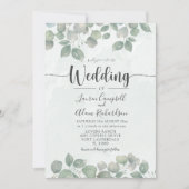 Invitation Eucalyptus aquarelle Sage Mariage vert (Devant)